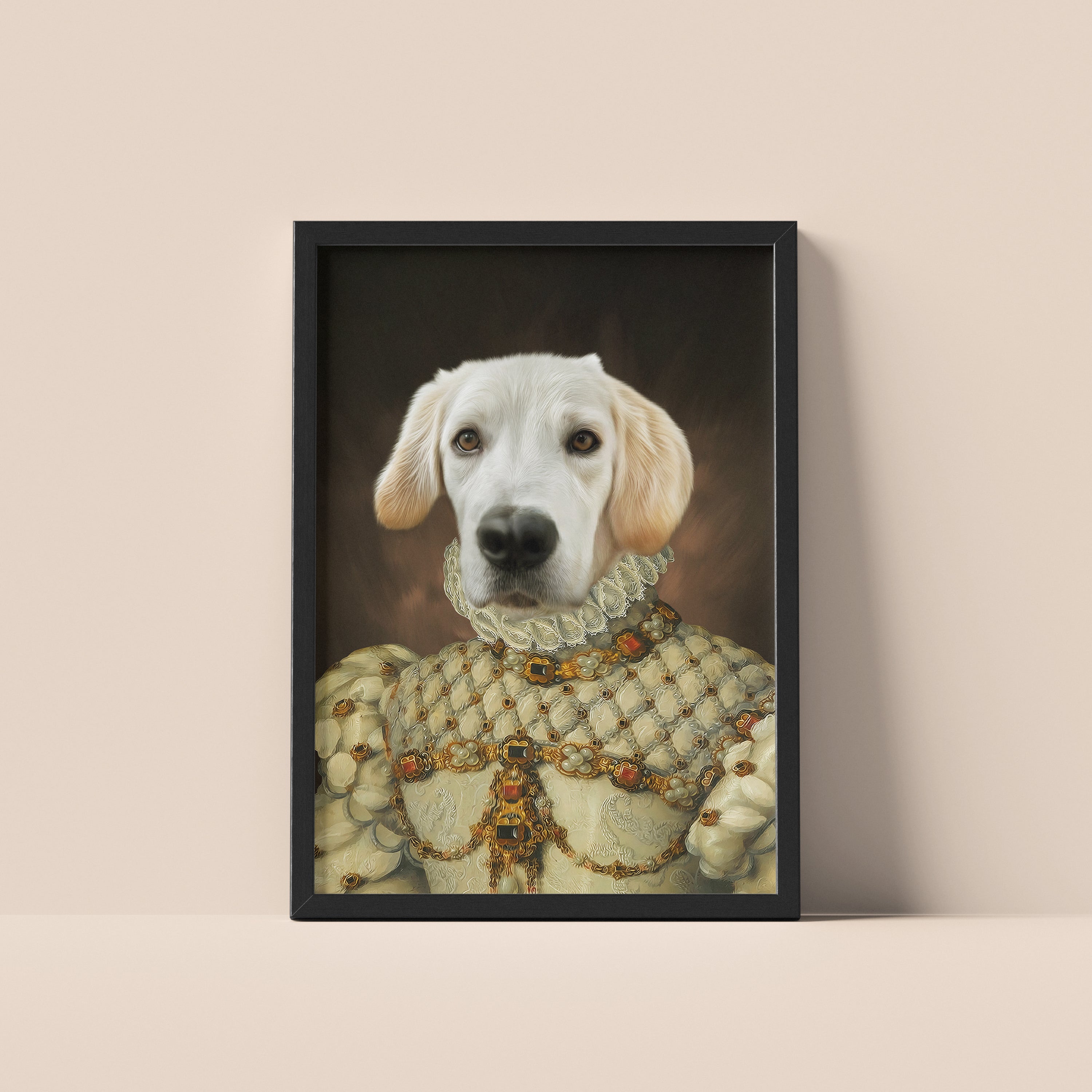 Golden Elegance – Royal Pet Portrait	Gyllene Elegans – Kungligt Husdjursporträtt